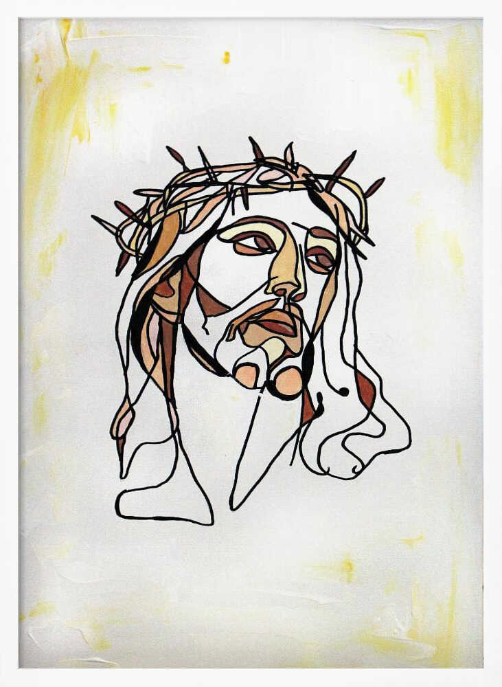 Jesus Abstract line art portrait of Jesus Christ wearing a crown of thorns Rafal Kulik