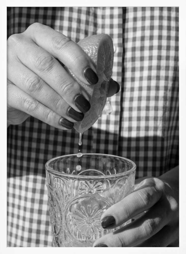 Hands Squeezing Lemon Art Print UK — Food Dark Wall Art — Kitchen — Wall It All Prints