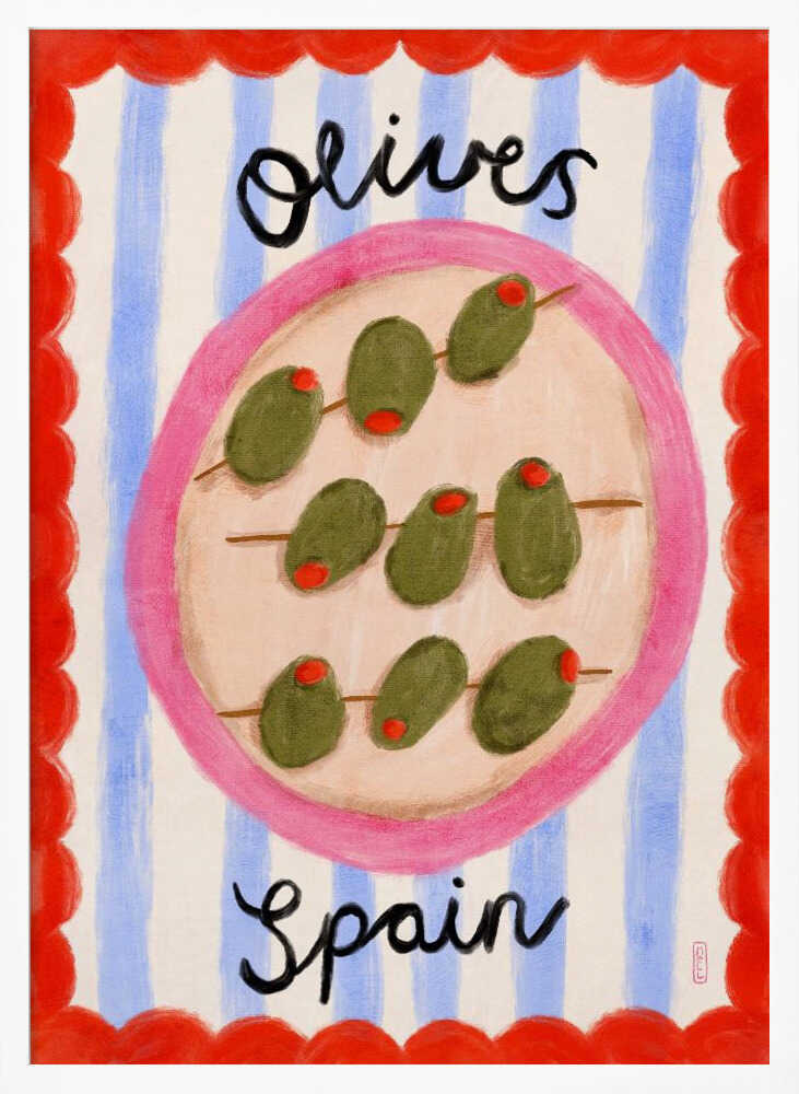Spanish Olives Plate Art Print UK — Abstract Vibrant Wall Art — Kitchen — Wall It All Prints