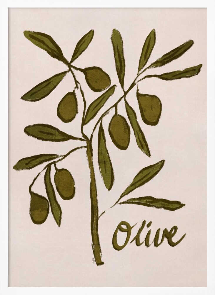 Olive Branch Minimalist Painting Art Print UK — Botanical Minimal Wall Art — Kitchen — Wall It All Prints