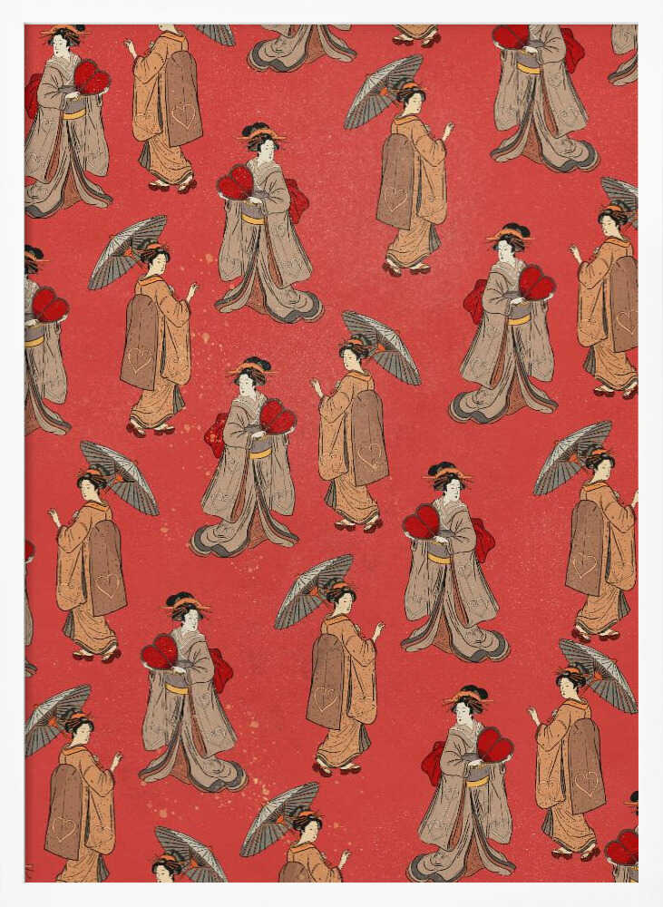 Elegant Geisha Pattern Art Print UK — Japanese Elegant Wall Art — Living Room — Wall It All Prints