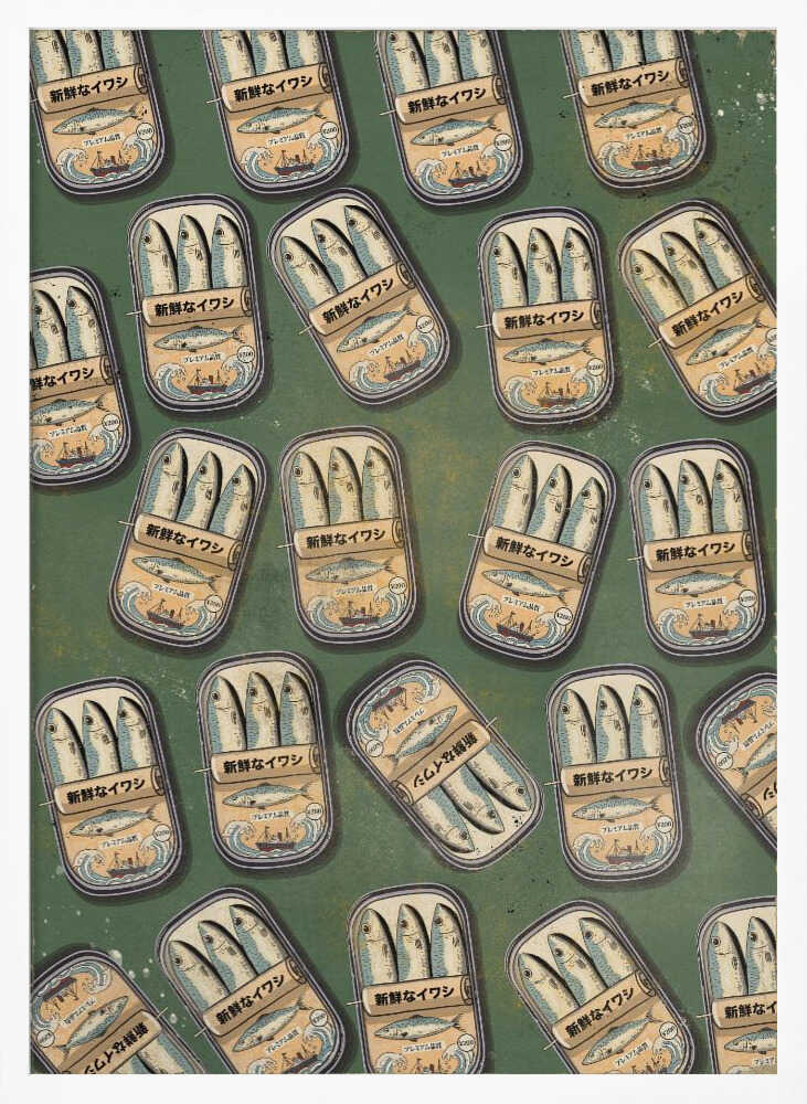 Vintage Sardine Can Pattern Art Print UK — Japanese Fresh Wall Art — Kitchen — Wall It All Prints