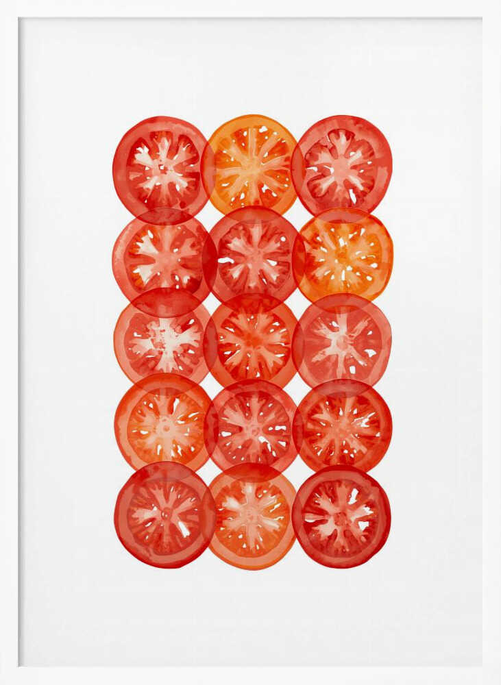 Fresh Tomato Slices Art Print UK — Botanical Vibrant Wall Art — Kitchen — Wall It All Prints
