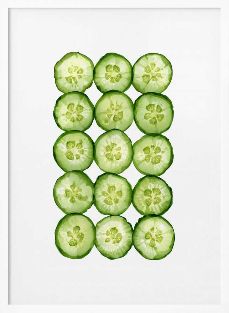 Fresh Cucumber Slices Art Print UK — Food Vibrant Wall Art — Kitchen — Wall It All Prints
