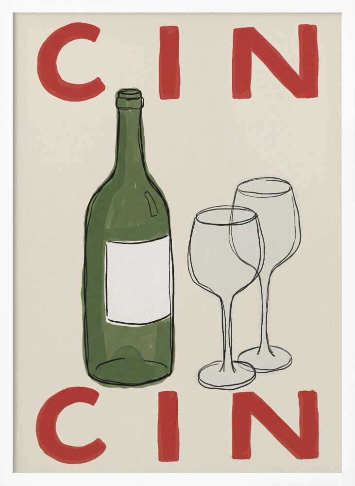 Cin Cin Wine Toast Art Print UK — Abstract Minimal Wall Art — Kitchen — Wall It All Prints