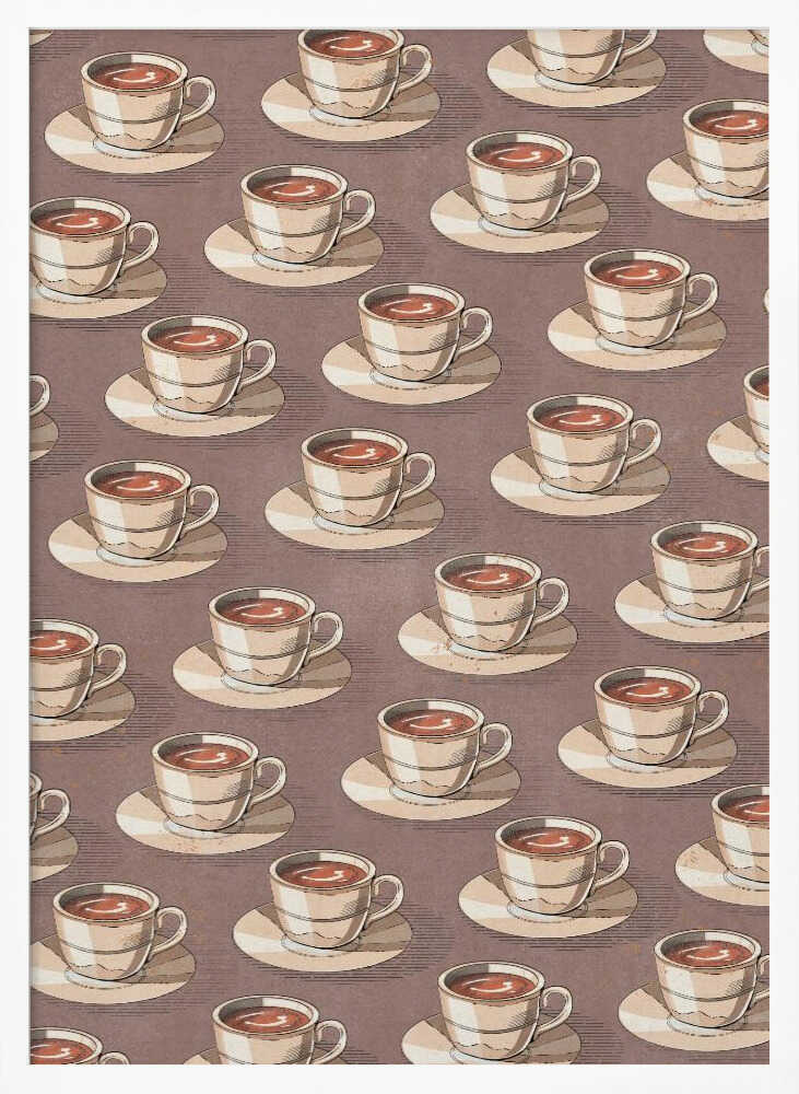 Coffee Cup Pattern Art Print UK — Vintage Warm Wall Art — Kitchen — Wall It All Prints