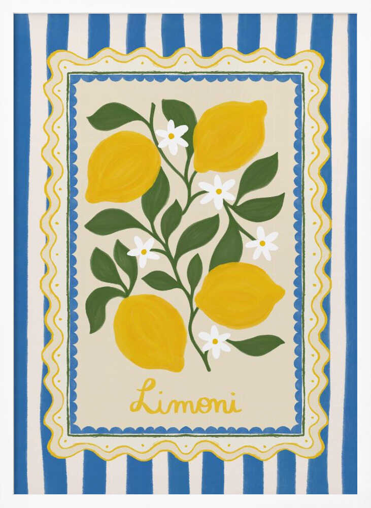 Italian Limoni Stripes Art Print UK — Botanical Vibrant Wall Art — Kitchen — Wall It All Prints