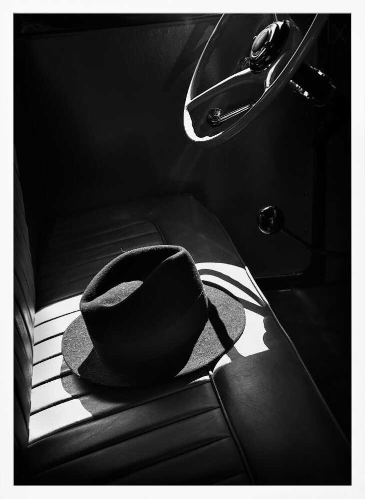 Fedora In Vintage Car Art Print UK — Dark Moody Dark Wall Art — Living Room — Wall It All Prints