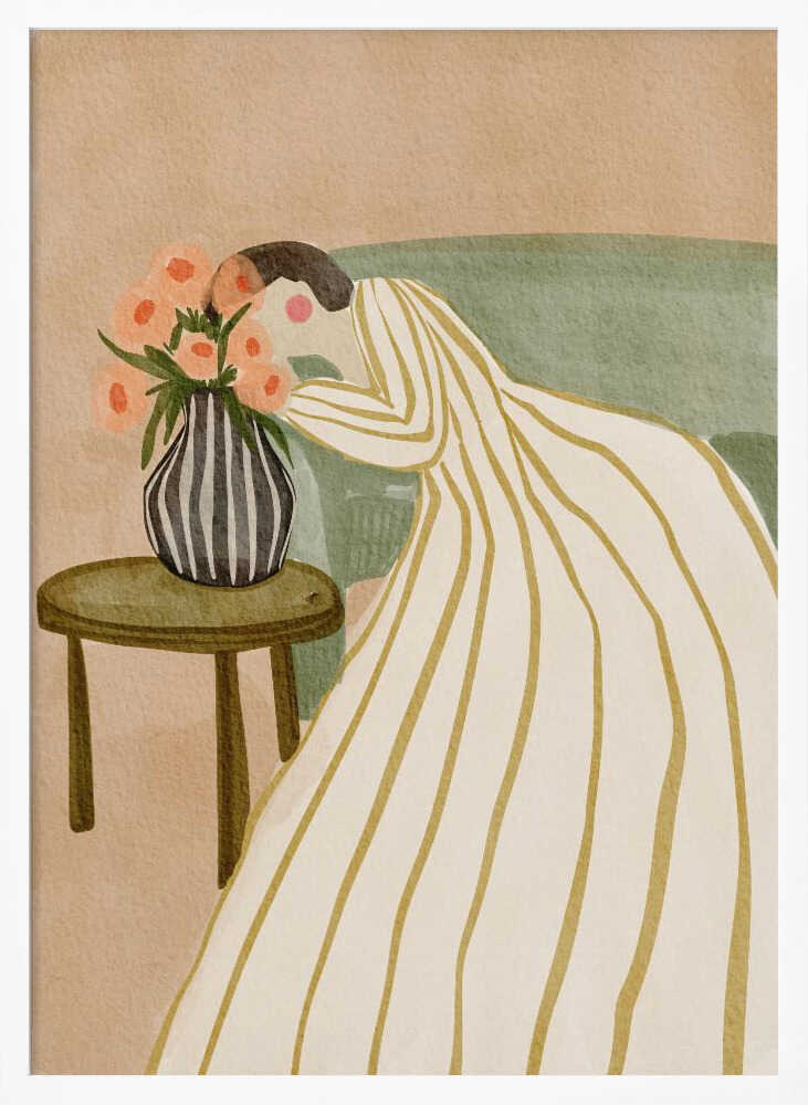 Woman Admiring Flowers