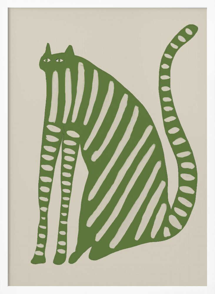 Playful Green Striped Cat