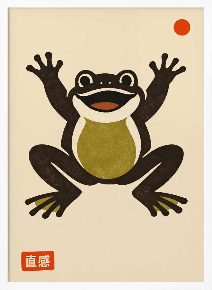 Happy Frog Red Dot Art Print UK — Japanese Minimal Wall Art — Office — Wall It All Prints