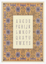 Framed Elegant Botanical Alphabet print displayed in a vintage-style nursery.