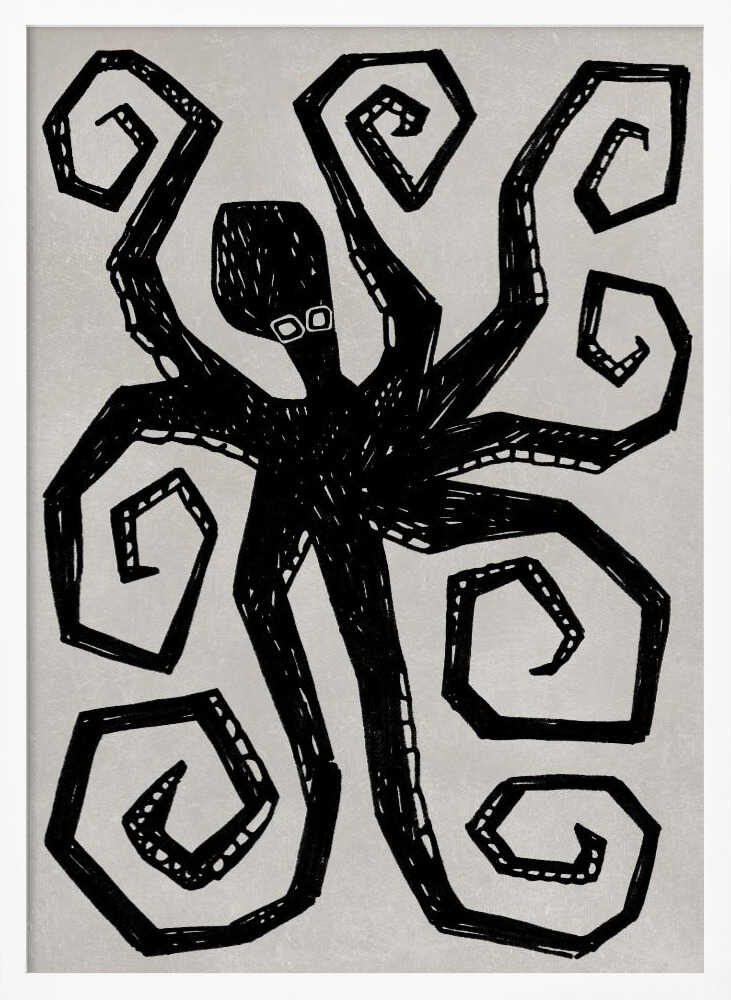 Black Octopus Swirl Art Print UK — Abstract Vibrant Wall Art — Living Room — Wall It All Prints