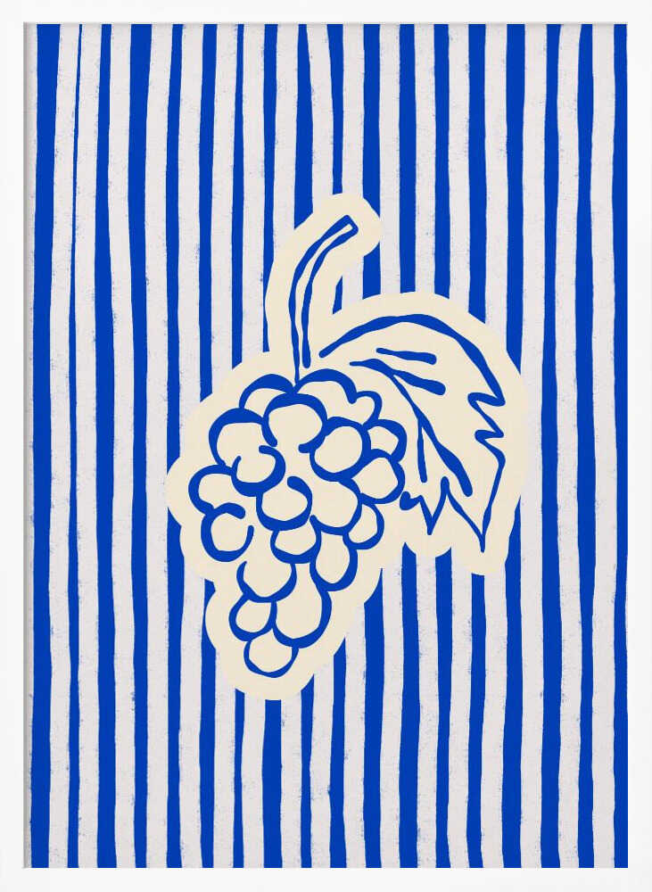 Blue Striped Grapes Art Print UK — Botanical Minimal Wall Art — Kitchen — Wall It All Prints