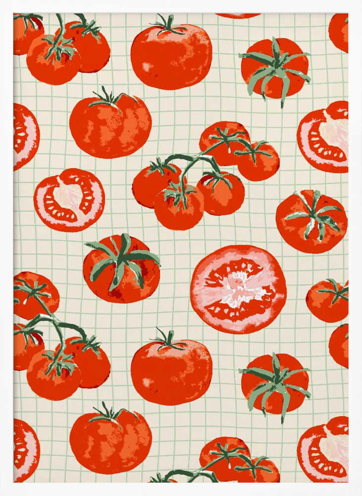 Fresh Tomato Grid Art Print UK — Botanical Vibrant Wall Art — Kitchen — Wall It All Prints
