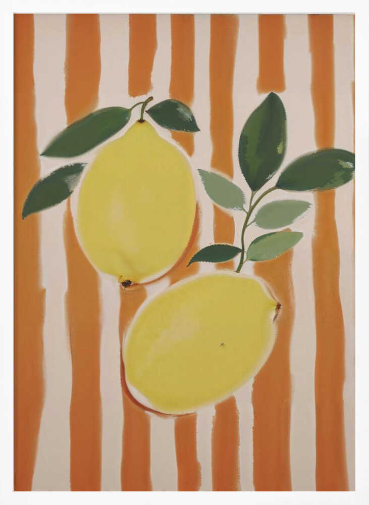 Fresh Striped Lemons Art Print UK — Abstract Vibrant Wall Art — Kitchen — Wall It All Prints