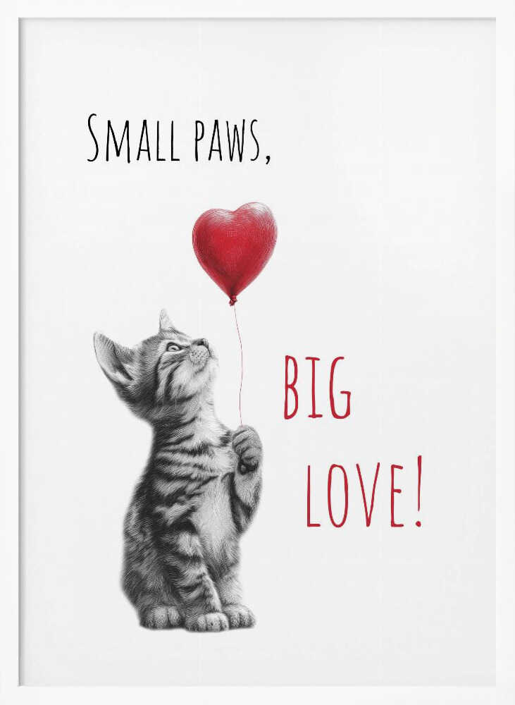 Framed Small Paws Big Love animal nursery print displayed above a nursing chair.