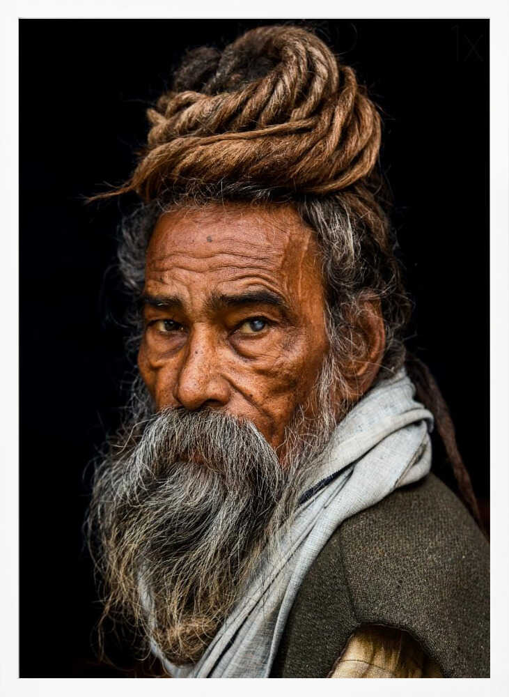 Wise Sadhu Portrait Art Print UK — Dark Moody Dark Wall Art — Living Room — Wall It All Prints