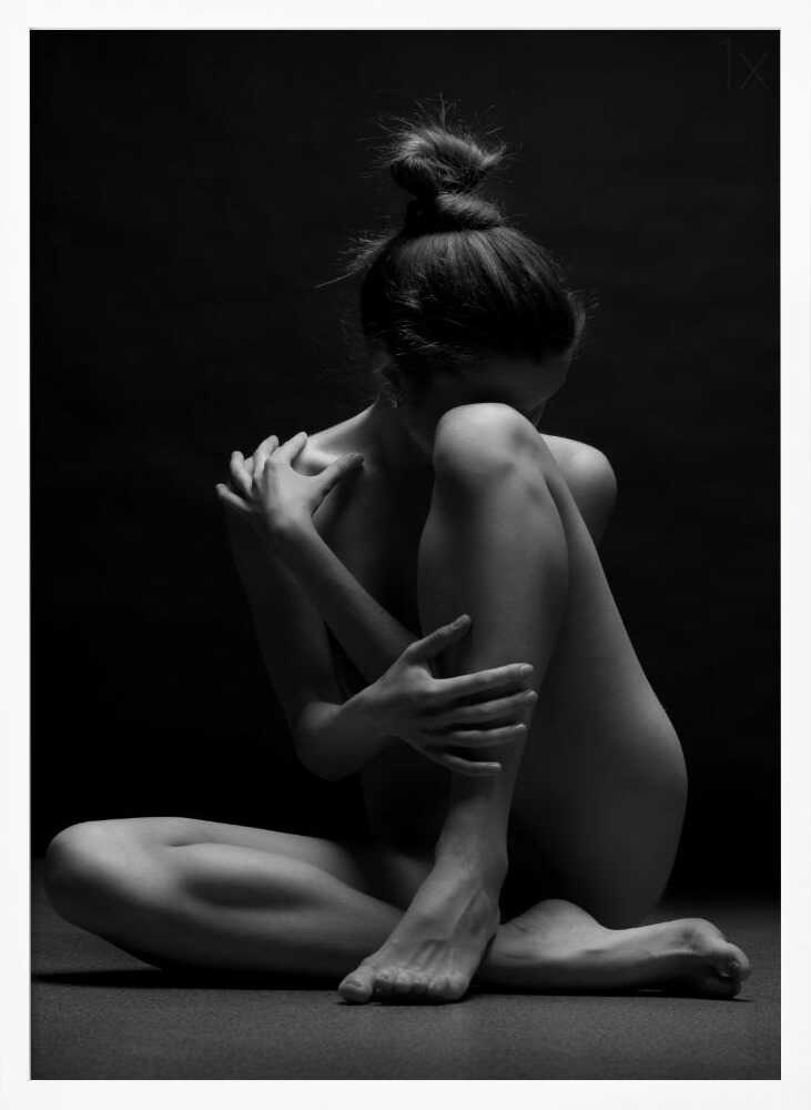 Pensive Female Nude Art Print UK — Dark Moody Calm Wall Art — Bedroom — Wall It All Prints