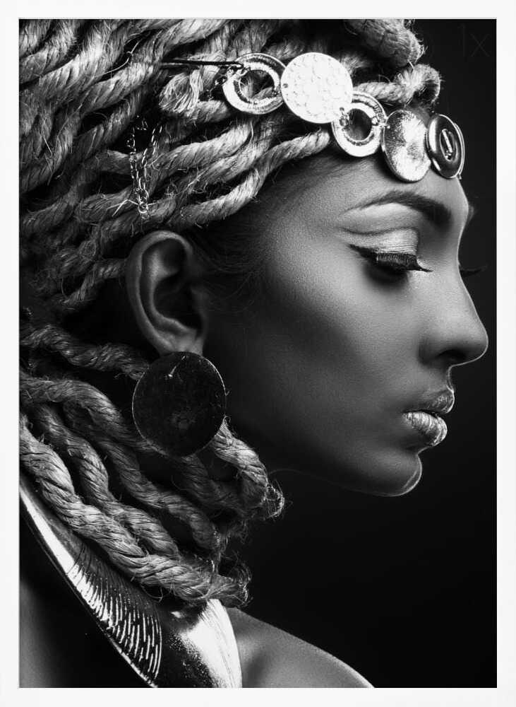 Braided Hair Portrait Art Print UK — Dark Moody Dark Wall Art — Living Room — Wall It All Prints