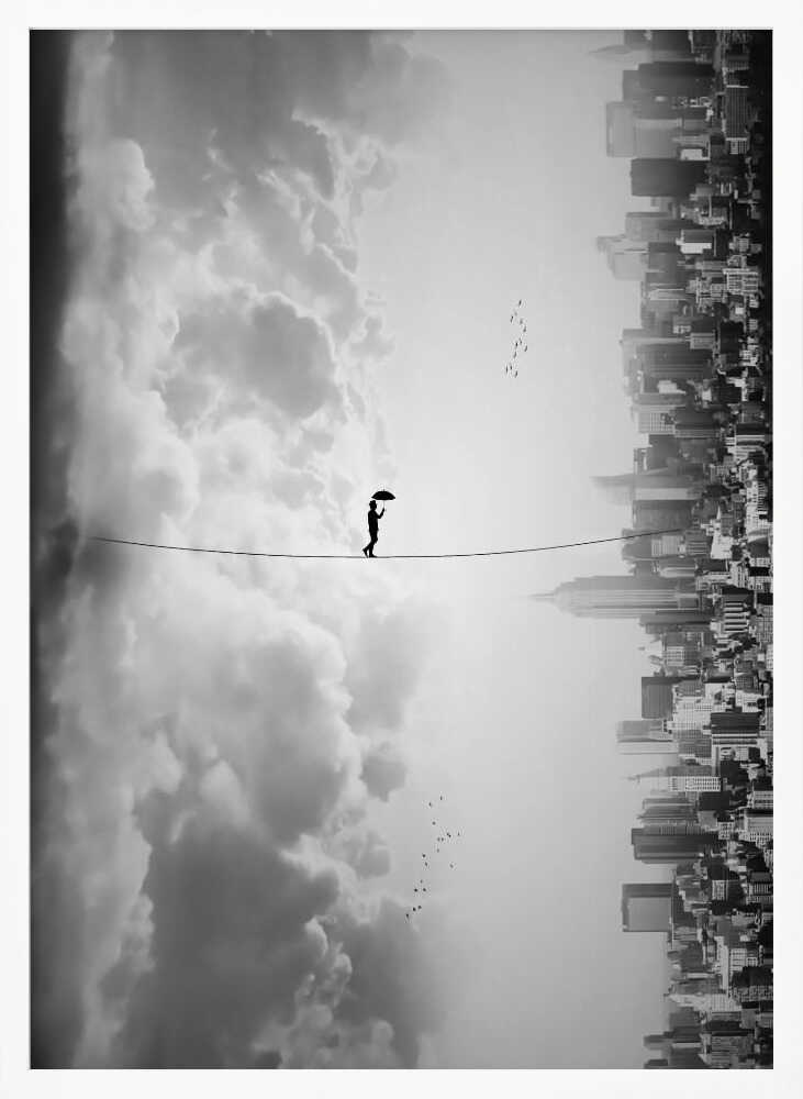 Tightrope Walk Between Worlds Art Print UK — Abstract Dark Wall Art — Living Room — Wall It All Prints
