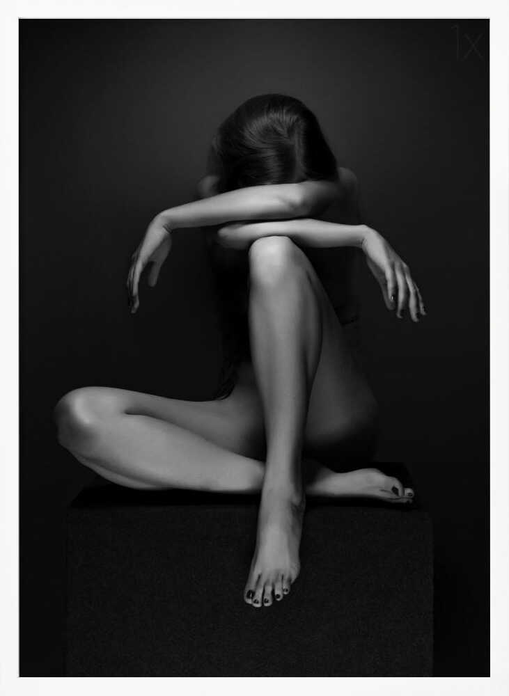 Contemplative Nude Figure Art Print UK — Dark Moody Dark Wall Art — Living Room — Wall It All Prints