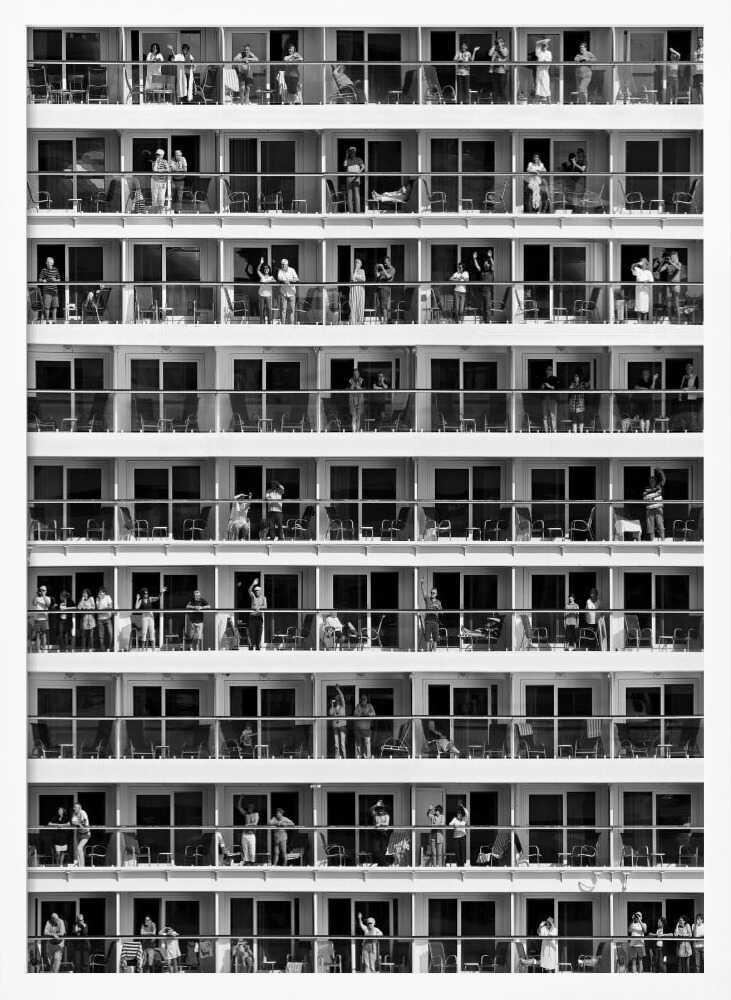Ship Balconies Waving Crowd Art Print UK — Abstract Dark Wall Art — Living Room — Wall It All Prints