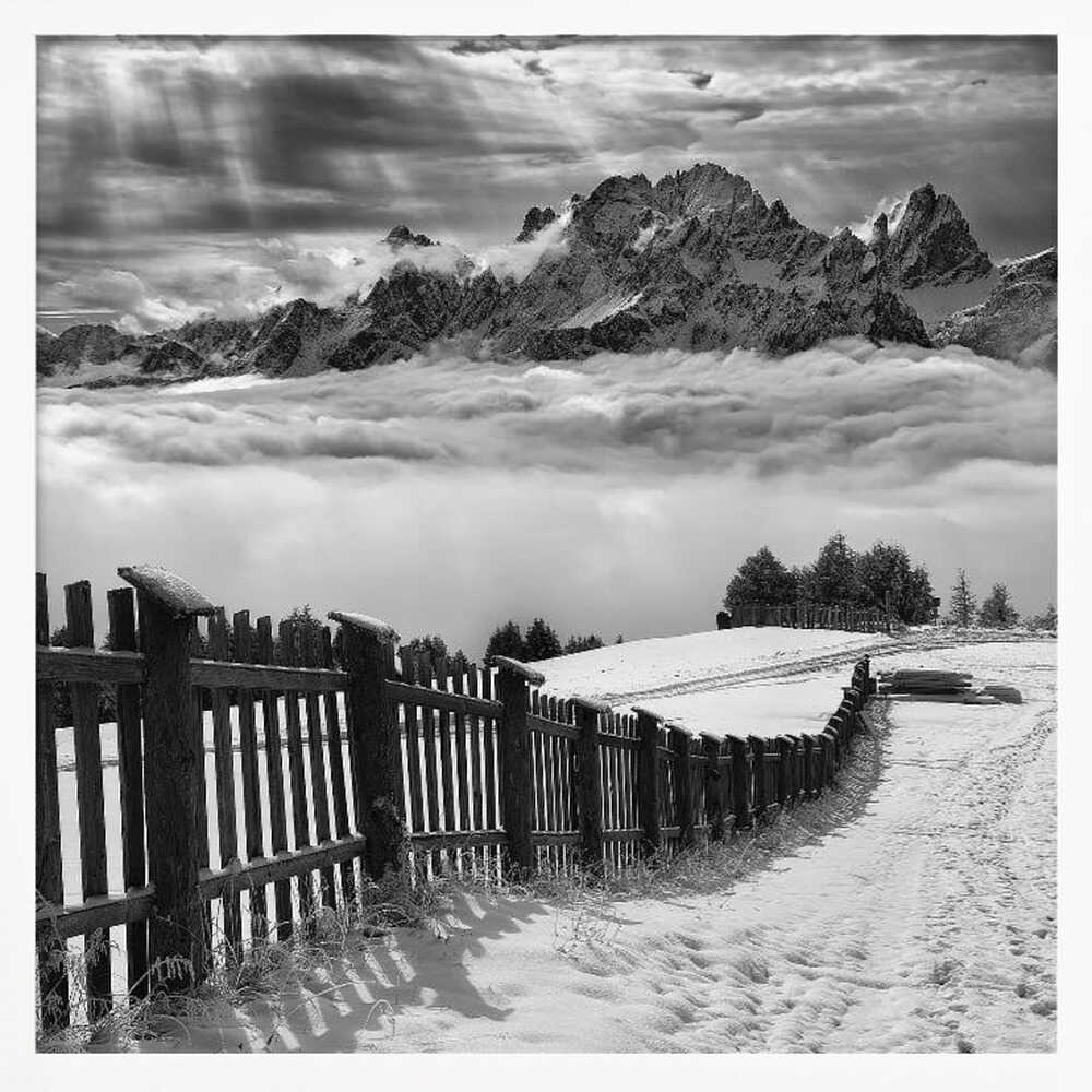 Winter Mountain Path Art Print UK — Dark Moody Calm Wall Art — Living Room — Wall It All Prints