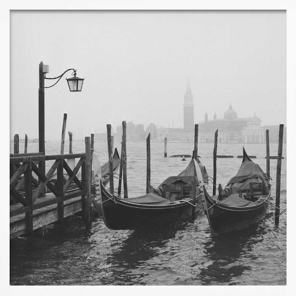 Misty Venice Gondolas Art Print UK — Dark Moody Calm Wall Art — Bedroom — Wall It All Prints