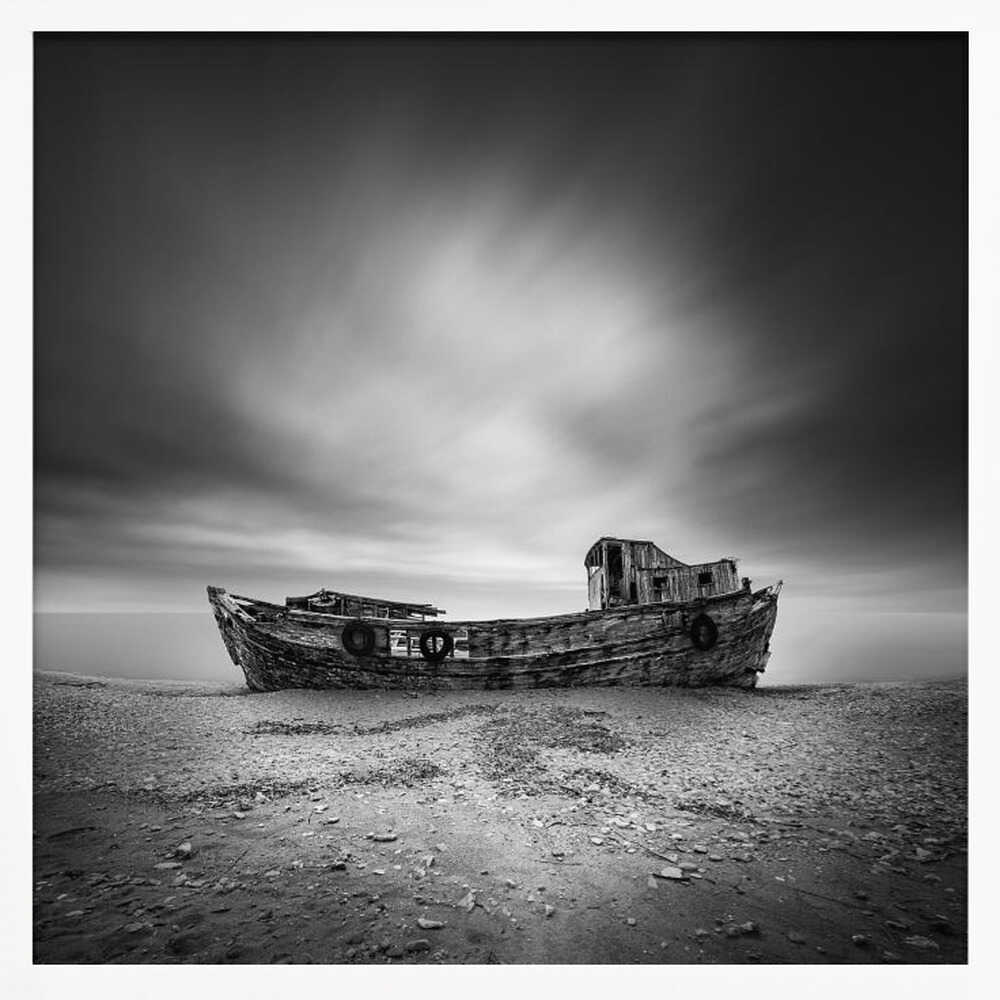 Moody Abandoned Boat Art Print UK — Dark Moody Calm Wall Art — Bedroom — Wall It All Prints