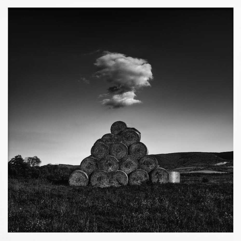 Monochrome Hay Pyramid Art Print UK — Dark Moody Dark Wall Art — Living Room — Wall It All Prints