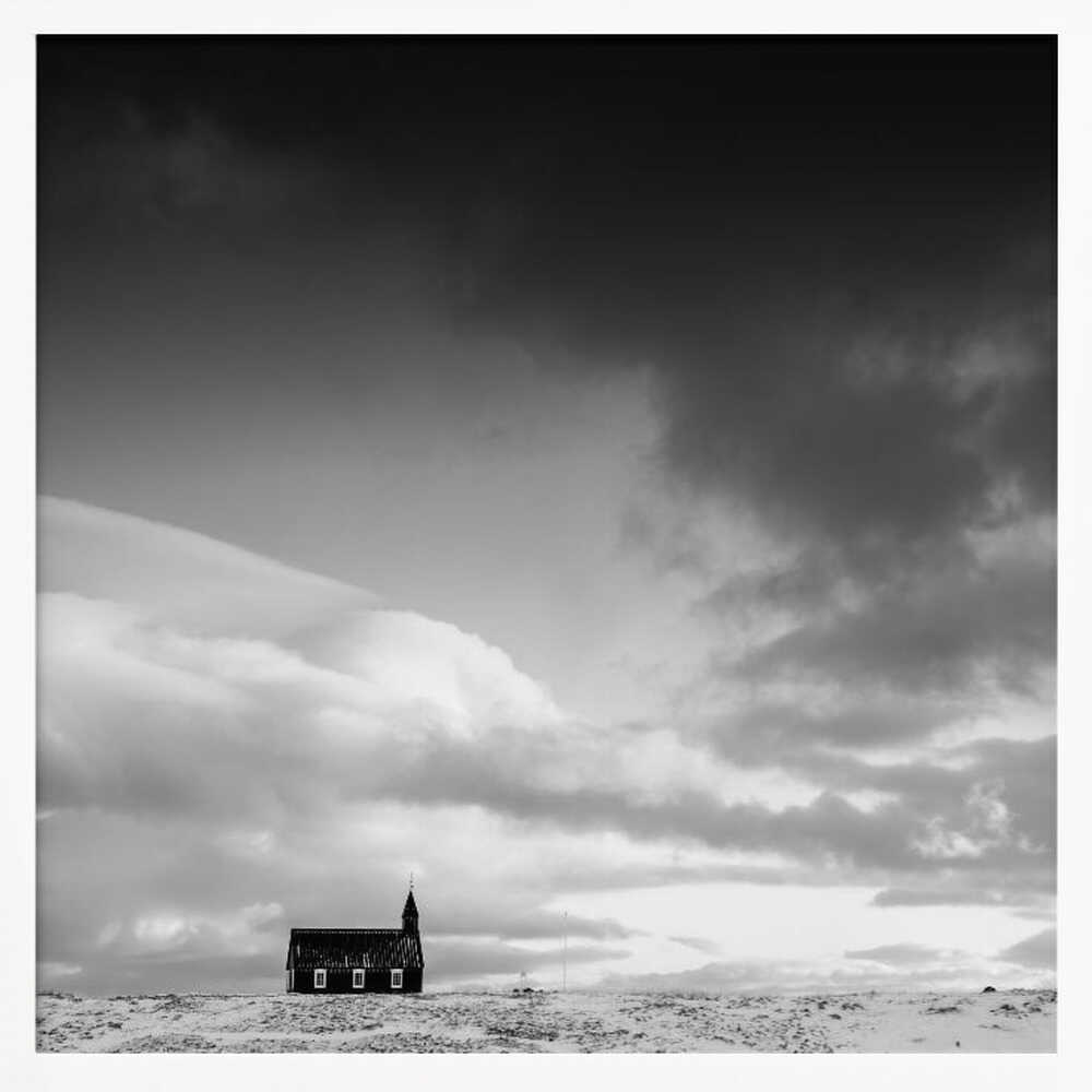 Black Church Under Dark Sky Art Print UK — Abstract Calm Wall Art — Office — Wall It All Prints