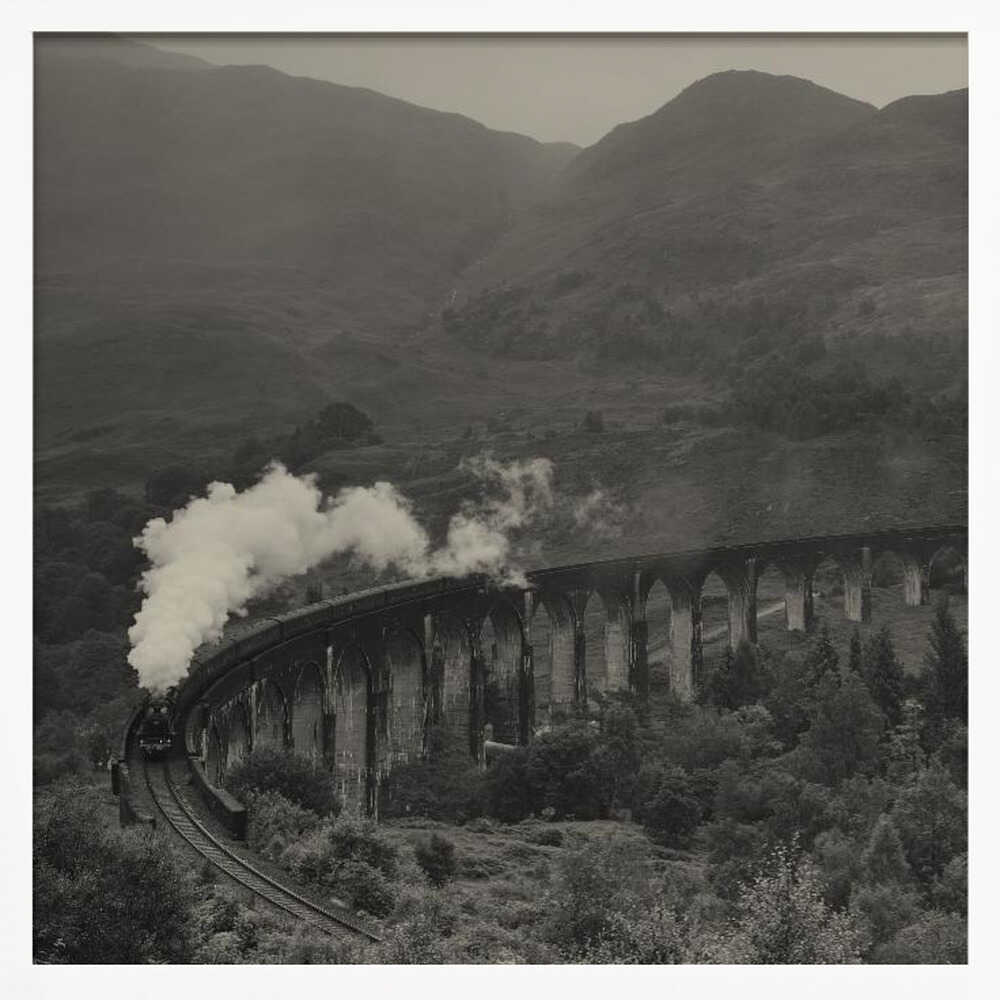 Steam Train Viaduct Art Print UK — Dark Moody Vibrant Wall Art — Living Room — Wall It All Prints