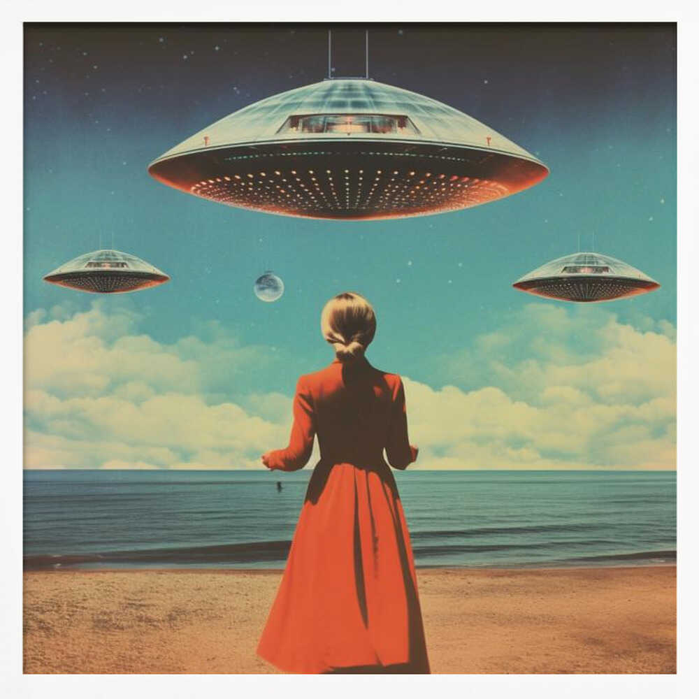 Mysterious Beach UFOs Art Print UK — Portrait Minimal Wall Art — Bathroom — Wall It All Prints