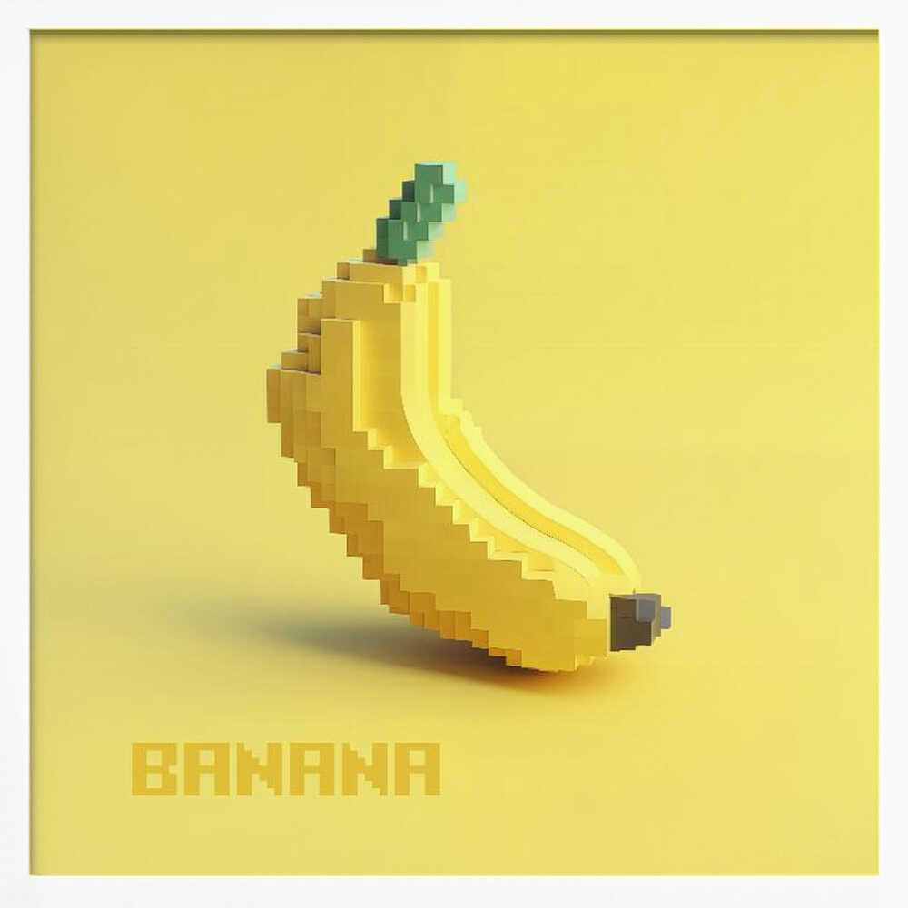 Pixelated Yellow Banana Art Print UK — Abstract Vibrant Wall Art — Kitchen — Wall It All Prints