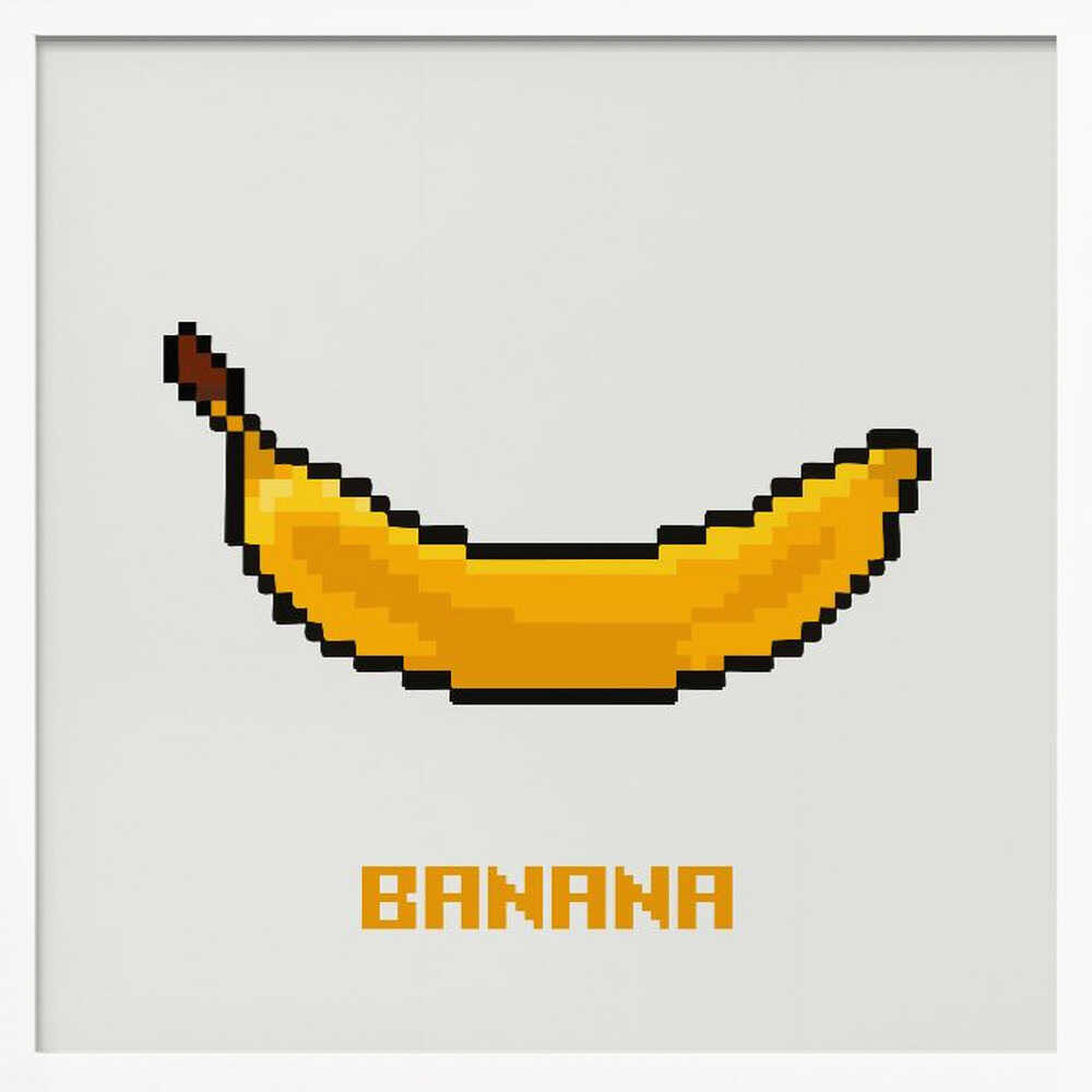 Pixel Art Banana Art Print UK — Vintage Vibrant Wall Art — Kitchen — Wall It All Prints