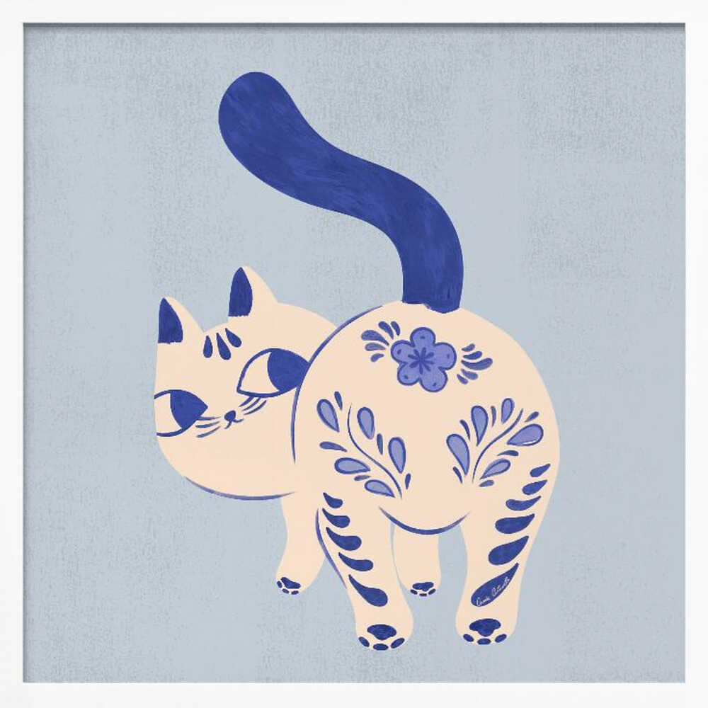 Purrcelin Cat 1 Art Print UK — Botanical Vibrant Wall Art — Living Room — Wall It All Prints
