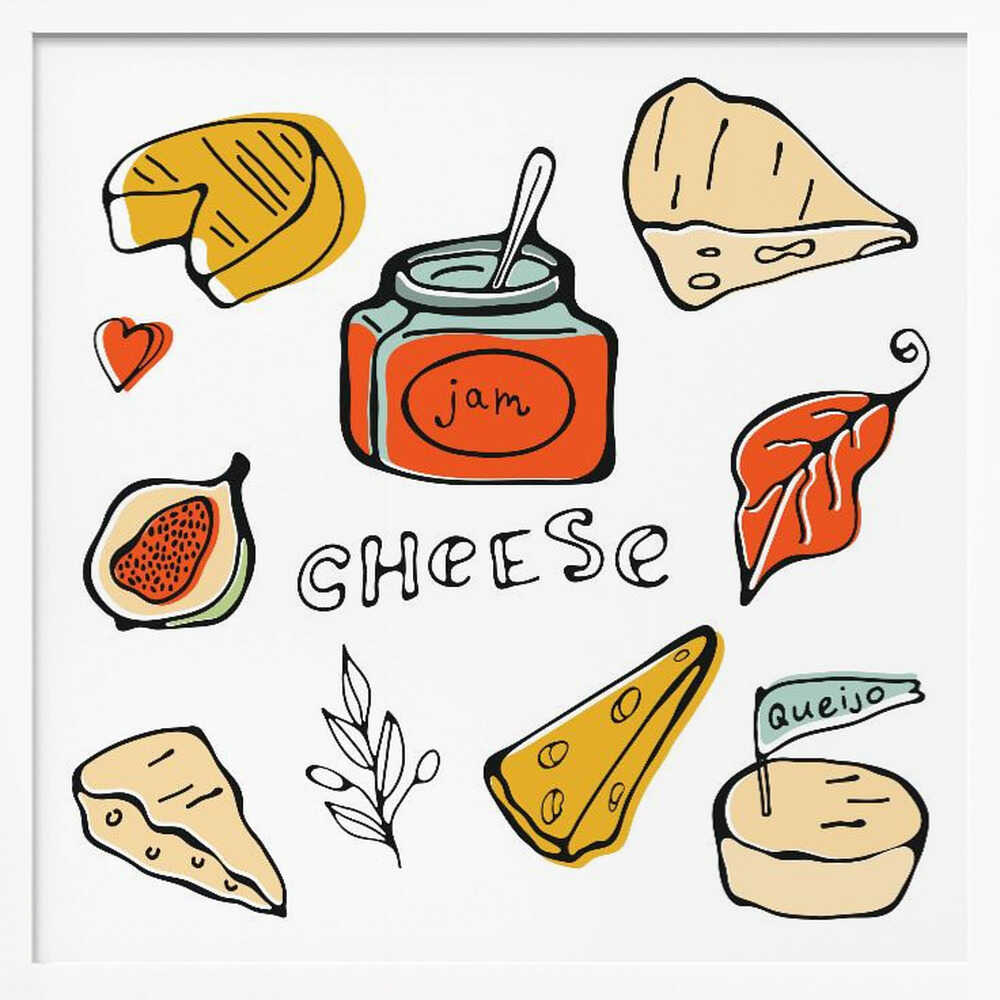 Delicious Cheese and Jam Art Print UK — Abstract Vibrant Wall Art — Kitchen — Wall It All Prints