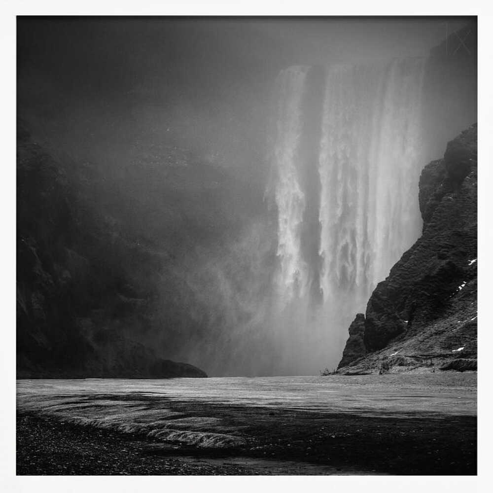 Misty Waterfall Flow Art Print UK — Dark Moody Calm Wall Art — Living Room — Wall It All Prints