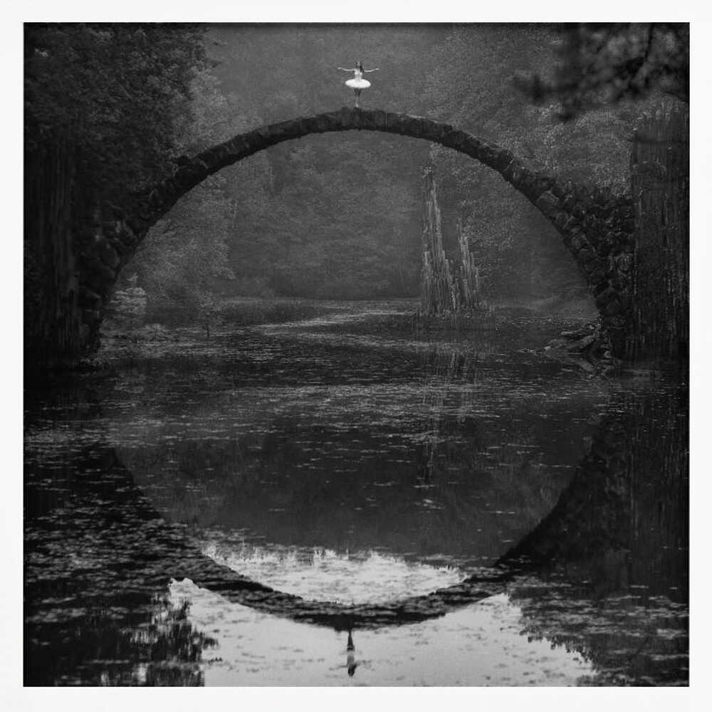 Graceful Ballerina Bridge Reflection Art Print UK — Dark Moody Dark Wall Art — Living Room — Wall It All Prints