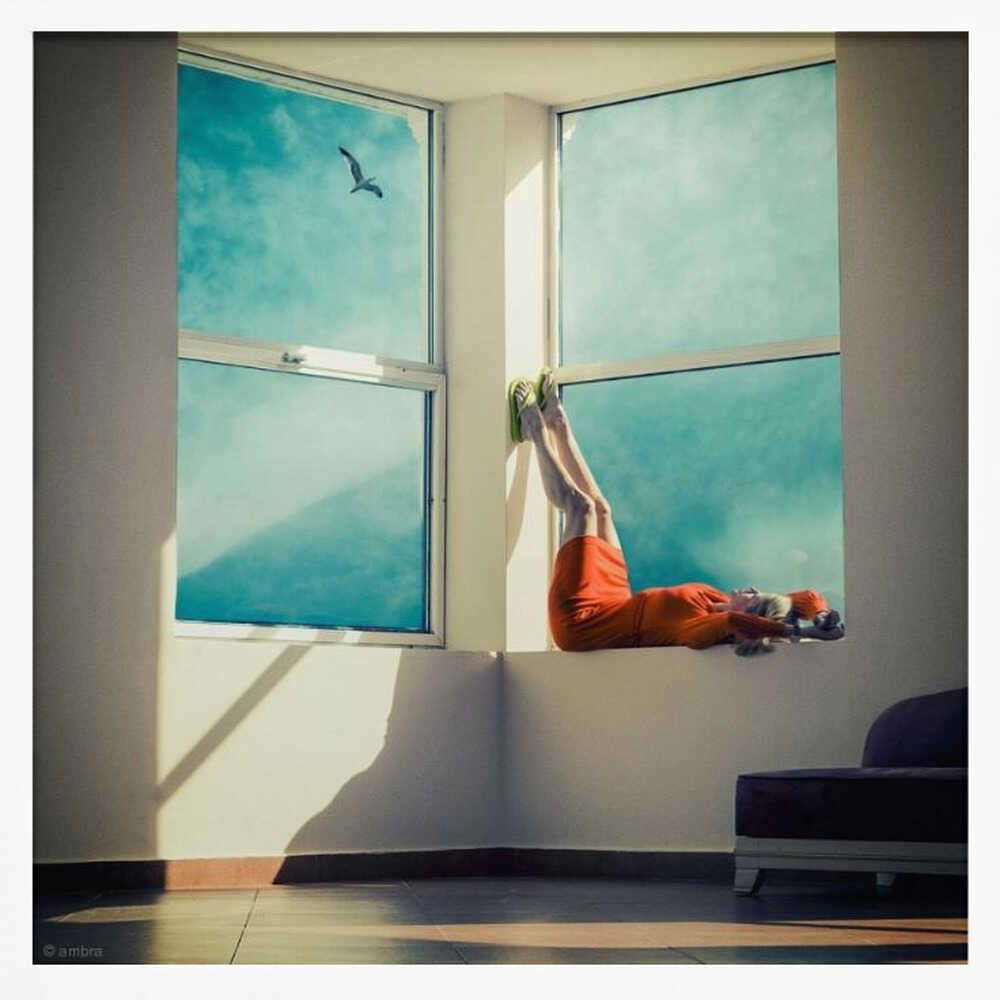 Legs Up Window View Art Print UK — Dark Moody Vibrant Wall Art — Bedroom — Wall It All Prints