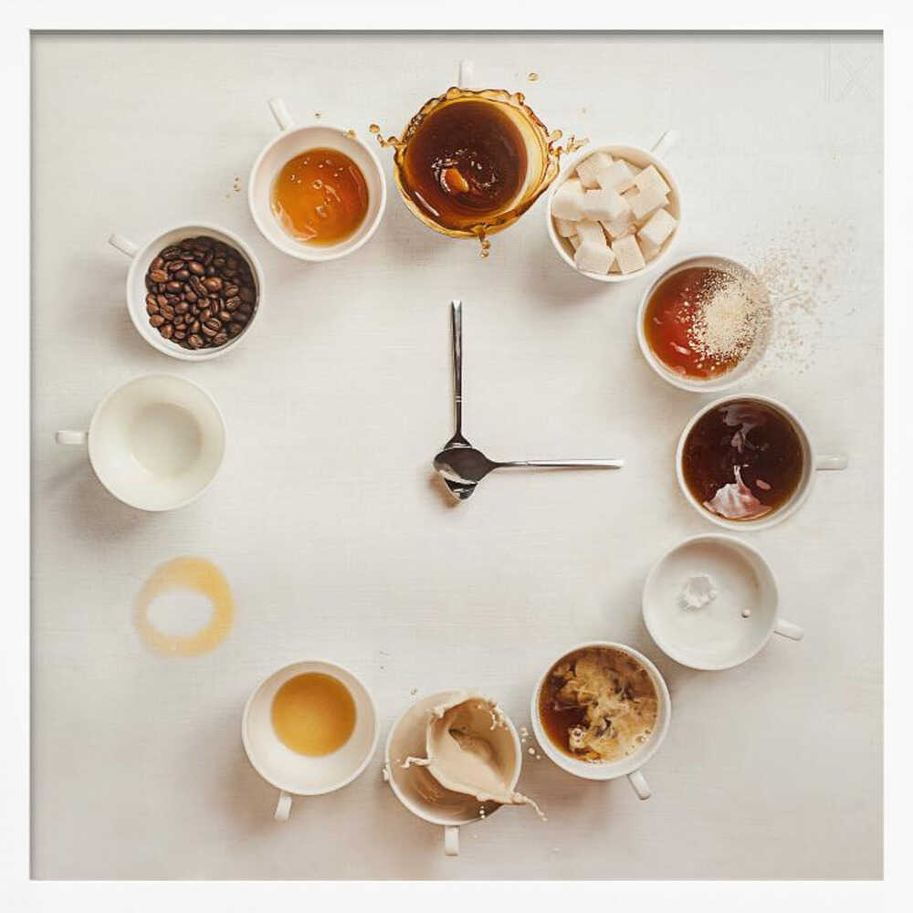 Coffee Clock Time Art Print UK — Abstract Minimal Wall Art — Kitchen — Wall It All Prints