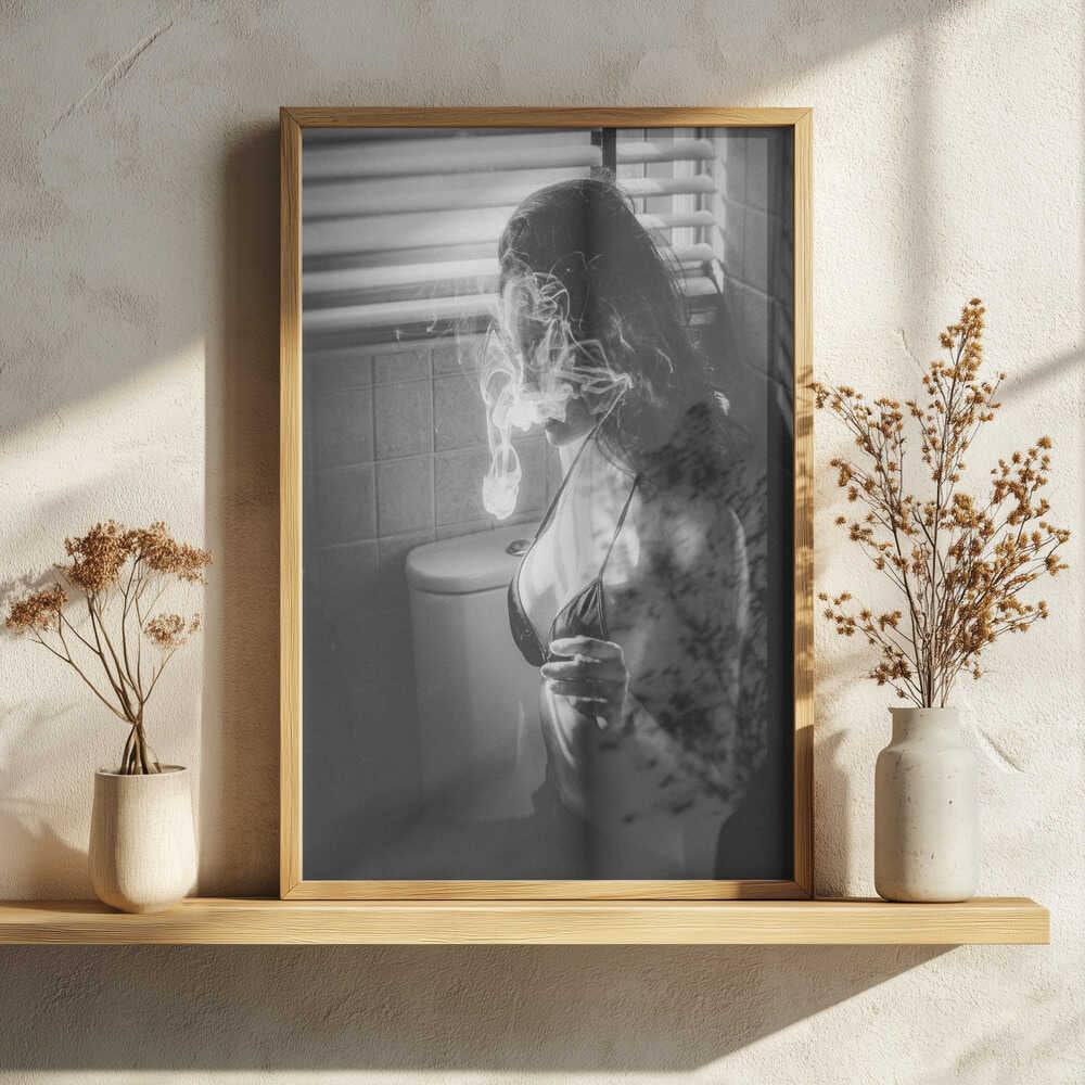 Smoke And Shadow Woman Art Print UK — Dark Moody Dark Wall Art — Bathroom — Wall It All Prints