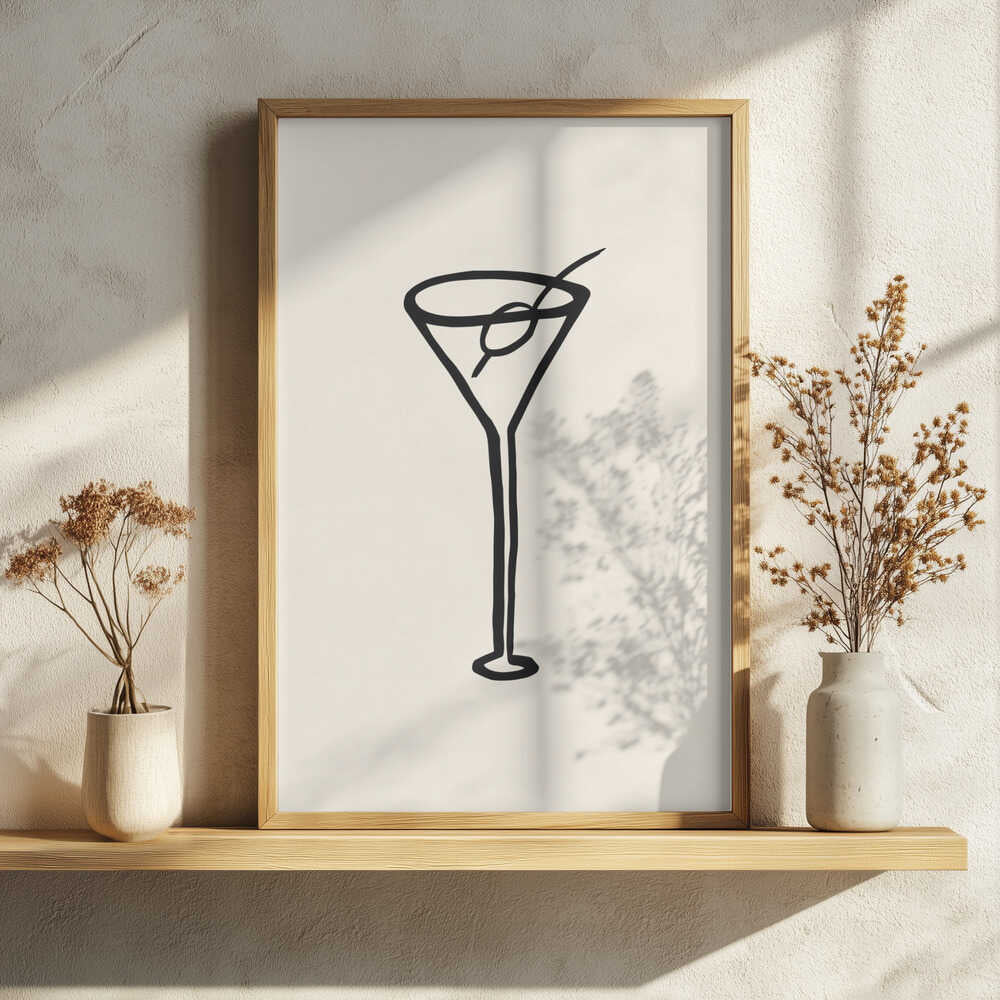 Martini Glass Sketch Art Print UK — Abstract Dark Wall Art — Office — Wall It All Prints