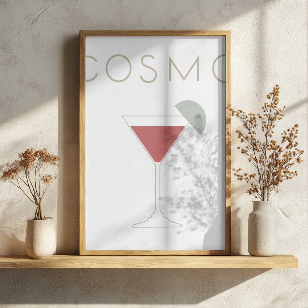 Classic Cosmopolitan Cocktail Art Print UK — Vintage Minimal Wall Art — Office — Wall It All Prints