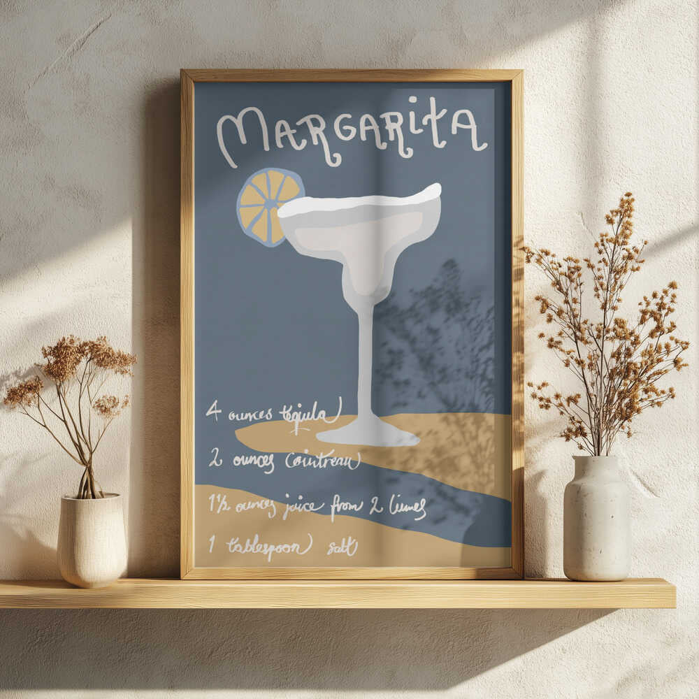 Margarita Cocktail Recipe Art Print UK — Abstract Dark Wall Art — Kitchen — Wall It All Prints