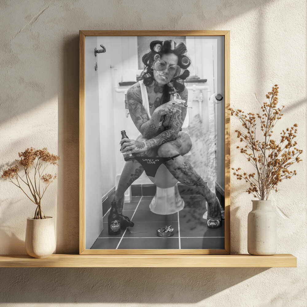 Rebellious Bathroom Woman Art Print UK — Portrait Dark Wall Art — Bathroom — Wall It All Prints