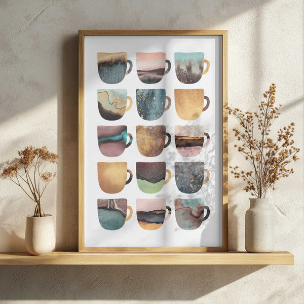 Abstract Patterned Cups Art Print UK — Abstract Minimal Wall Art — Kitchen — Wall It All Prints
