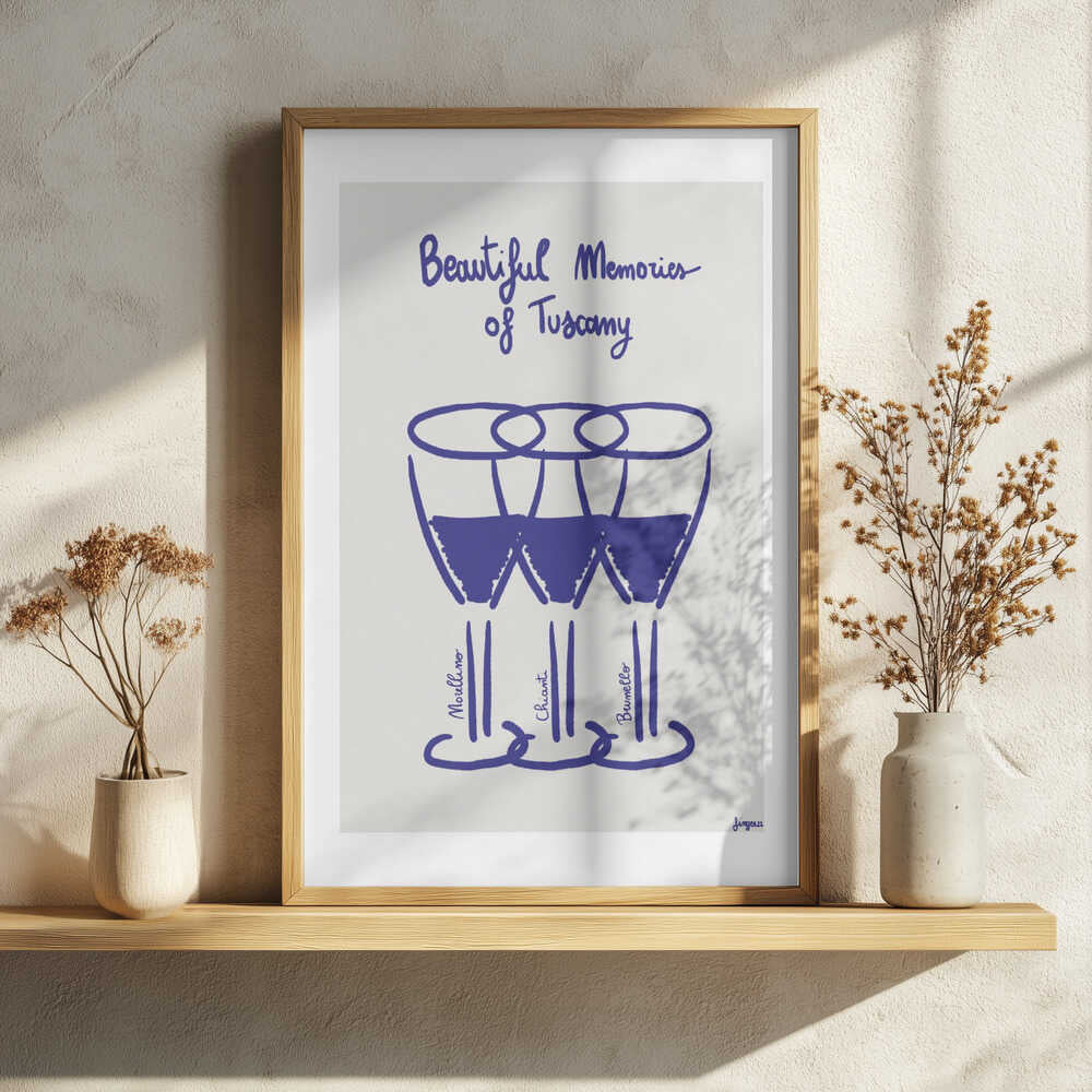 Tuscan Wine Memories Art Print UK — Abstract Minimal Wall Art — Kitchen — Wall It All Prints