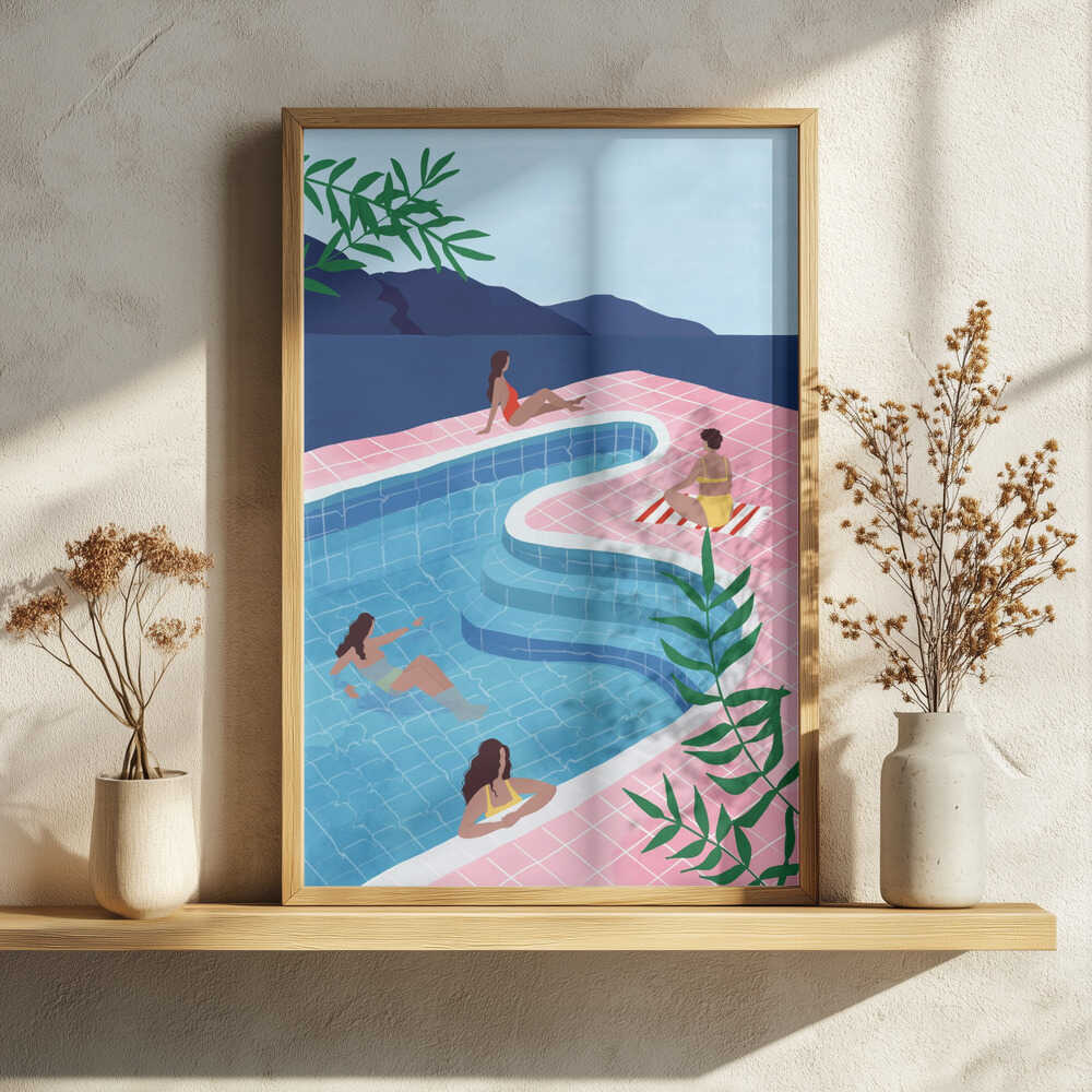 Tropical Pool Day Art Print UK — Abstract Vibrant Wall Art — Living Room — Wall It All Prints